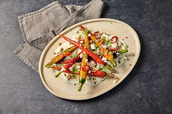 Geflambeerde wortelen met yoghurt