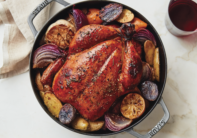 Recipe for a delicious Roast Chicken with Fingerling Potatoes, Herbs