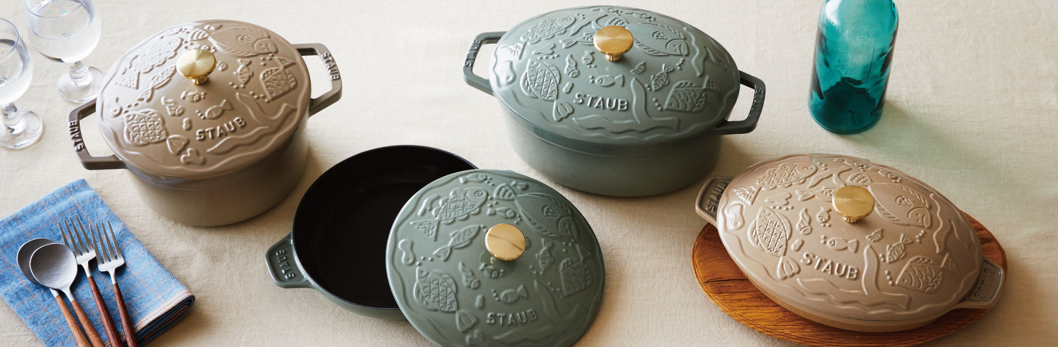 STAUB ココットオーシャン ラウンド リネン 20 JALとっておきの逸品 