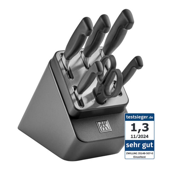 **** VIER STERNE, 7-tlg, Selbstschärfender Messerblock, Anthrazit, large 1
