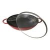 37 cm / 14.5 inch cast iron Wok with glass lid, cherry,,large