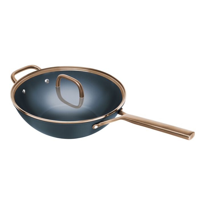 Forte Plus, 30 cm, Wok med glaslock, Blå, large 1