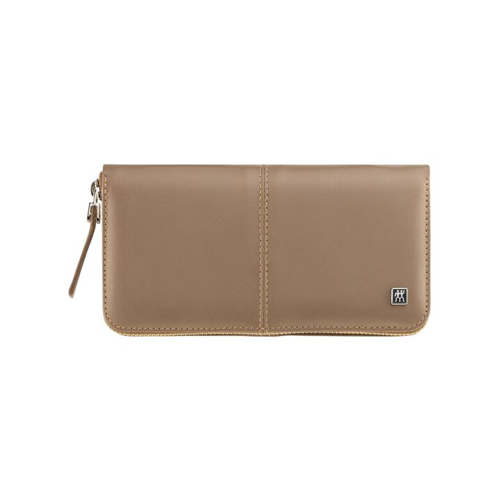 TWINOX, 5-pcs Calf leather Zip fastener case taupe, large 3