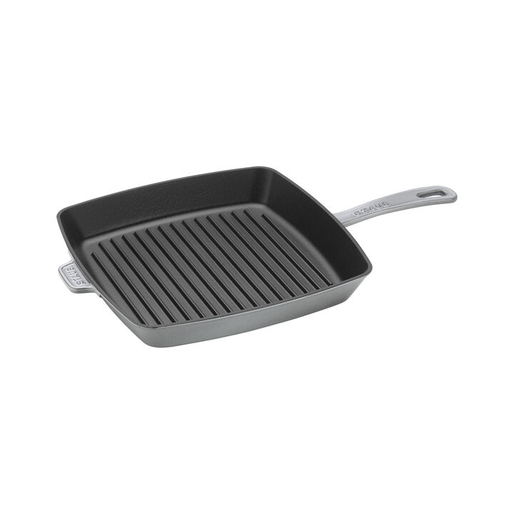 Cast Iron, 12-inch, Cast Iron, Square, Grill Pan, Graphite Grey, large 2