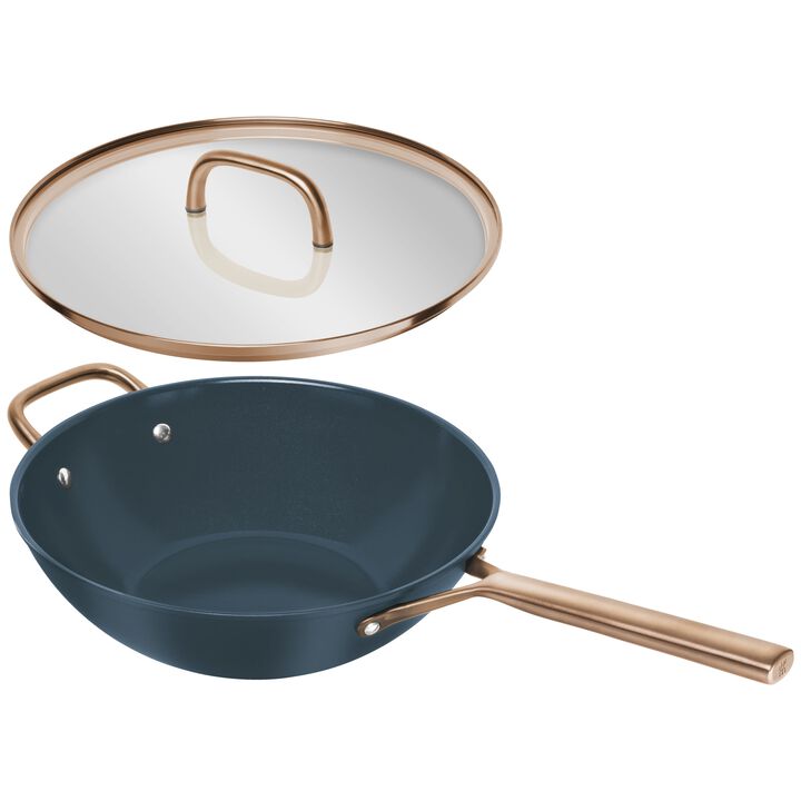 Milano, 30 cm, Wok avec couvercle en verre, Bleu, large 3