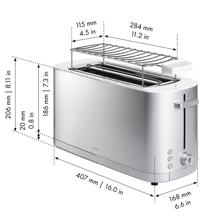 2 LONG SLOTS TOASTER WITH BUN WARMER - SILVER, large 2