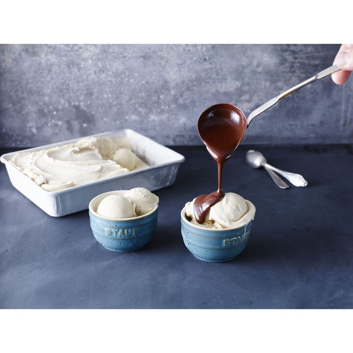 Ceramique, 9 cm / 2-pcs round ceramic Ramekin set ancient-turquoise, large 2