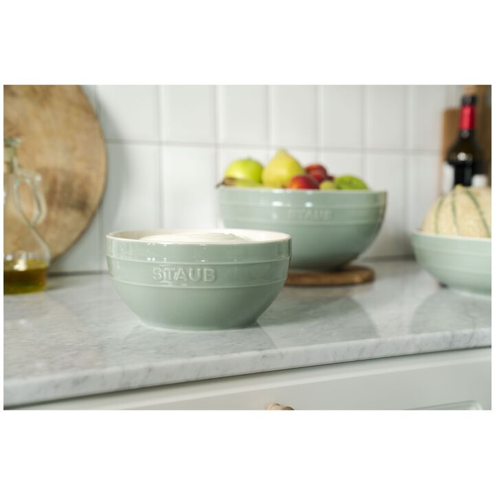 Fresh & Save BOWLS, Schüssel-Set mit Vakuumdeckeln, 18 cm/ 24 cm/ 4-tlg., Eukalyptus/ Weiß, Keramik, large 4