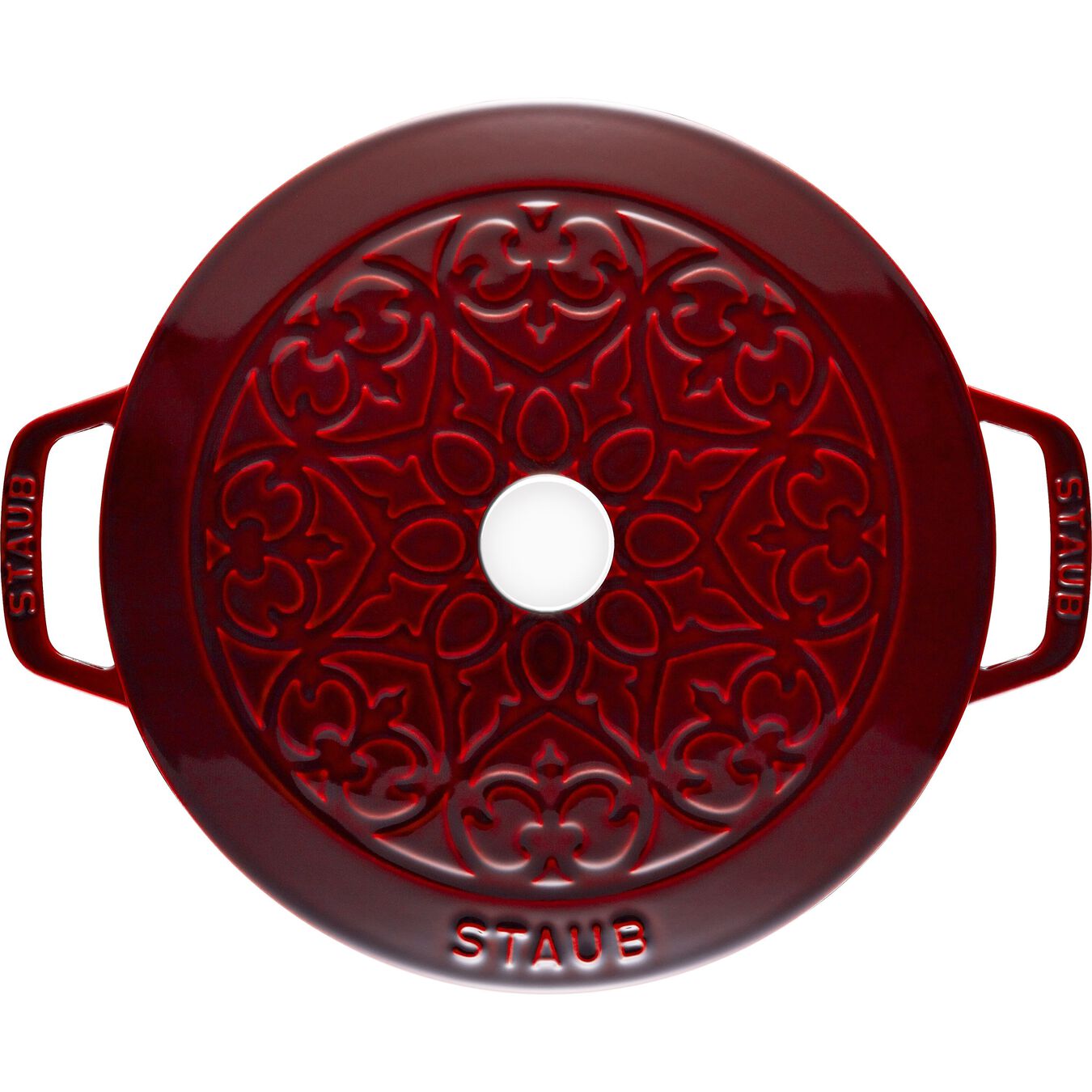 4.8 l cast iron round French oven, lily decal, grenadine-red,,large 3