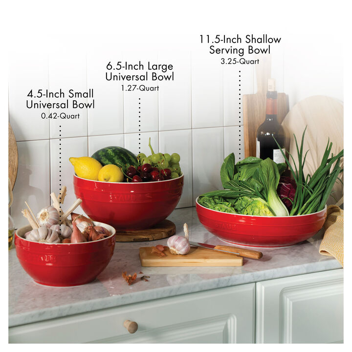 Ceramique, 28 cm ceramic round serving bowl, cherry, large 3