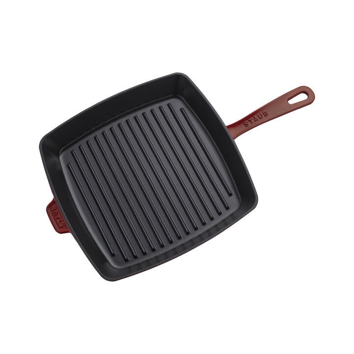 Cast Iron, 12-inch, Cast Iron, Square, Grill Pan, Grenadine, large 2