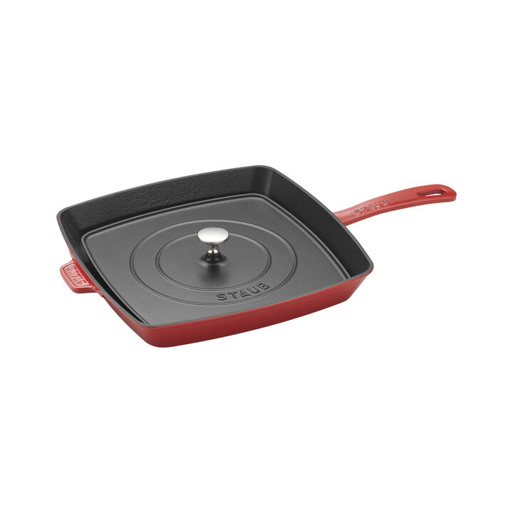 Grill Pans, 30 cm cast iron square American grill, cherry - Visual Imperfections, large 4