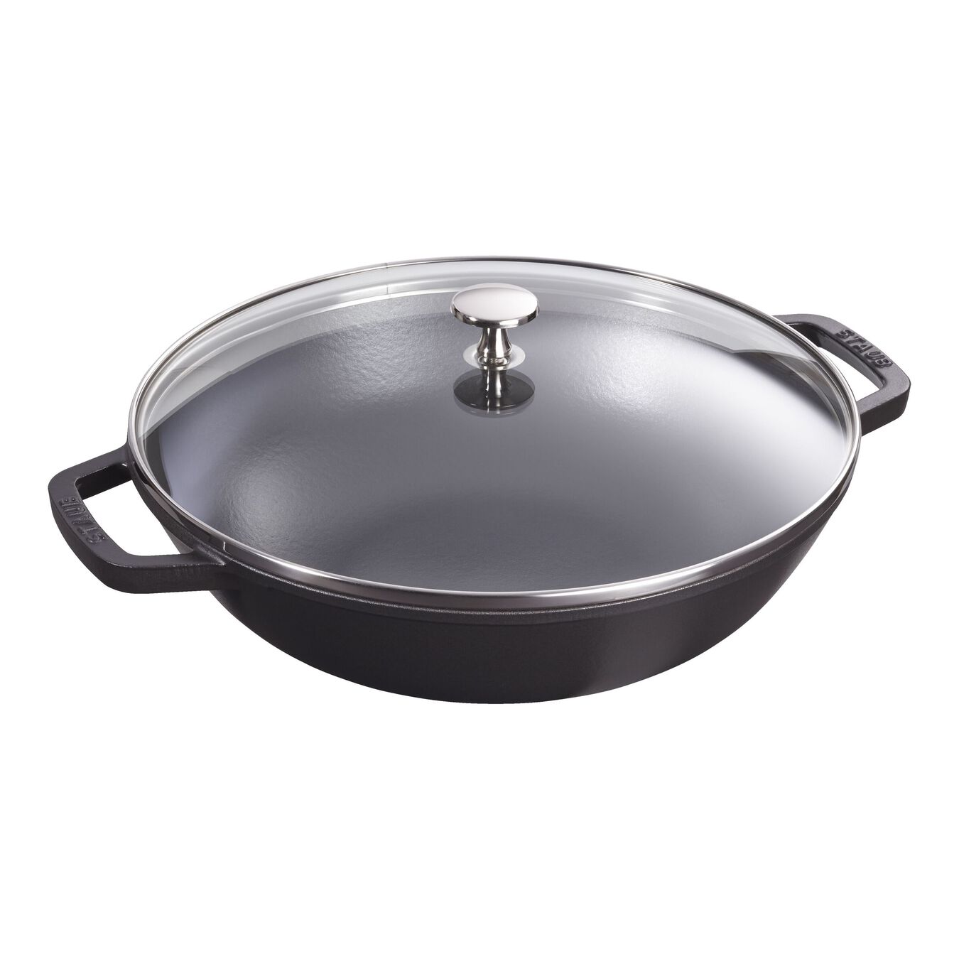 Staub Cast Iron Enamel Wok with glass lid, Black Official ZWILLING Shop