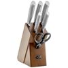 7-pcs natural rubberwood Knife block set,,large