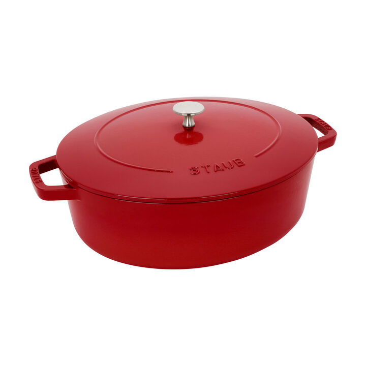Cast Iron, 6.25 qt, Wide Oval Dutch Oven, cherry, large 1