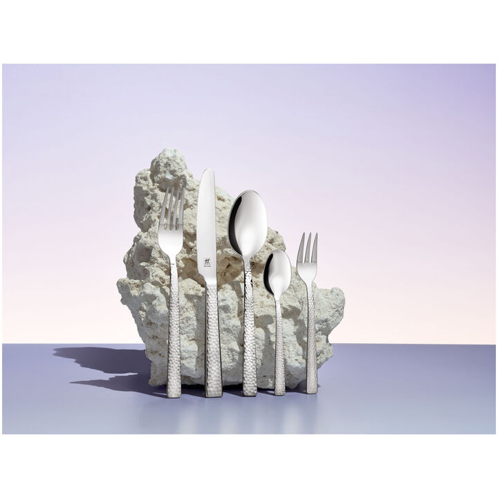 King (polished), 45-pc Hammered Flatware Set, 18/10 Stainless Steel , large 4