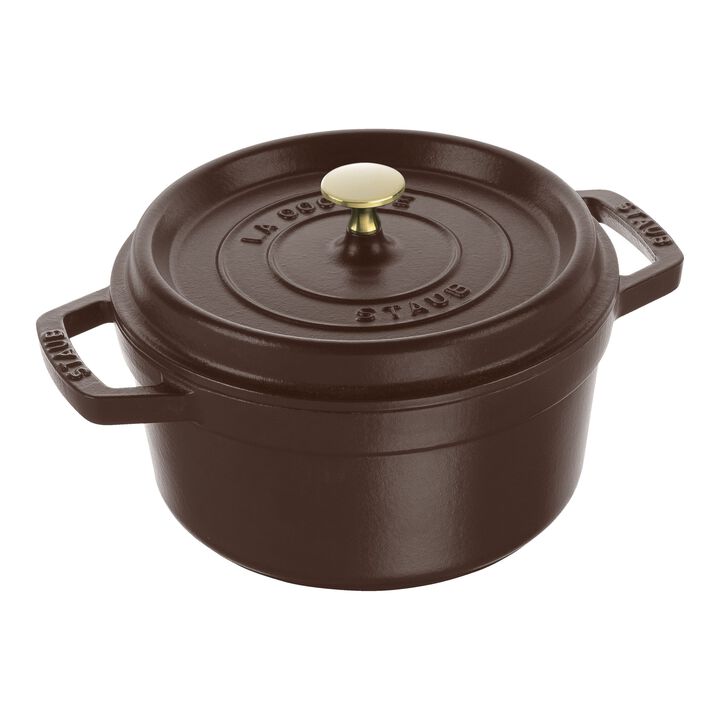 La Cocotte, Cocotte 20 cm / 2,2 l, Rund, Chokolade, Støbejern, large 1