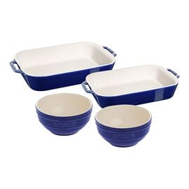 Staub Ceramic, 4-pc, Baking and Bowl Set, dark blue