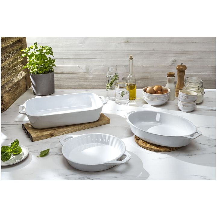 Ceramique, Mixed Baking Dish Set White 3 Piece, large 2