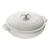  ceramic round BRIE CHEESE BAKER WITH LID, pure-white,,large