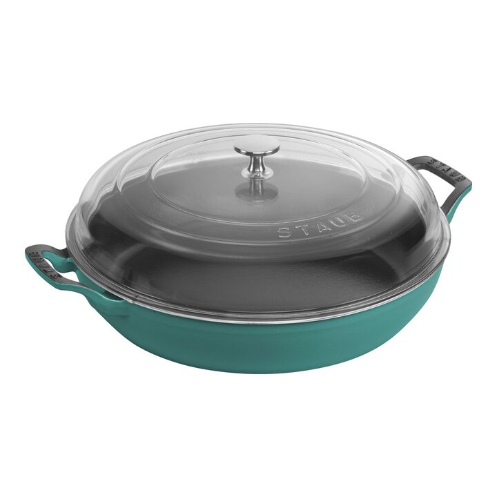 Cast Iron, 3.5 qt, Braiser With Glass Lid, Turquoise, large 1