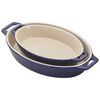 Ceramic - Oval Baking Dishes/ Gratins, 2-pc, Baking Dish Set, Dark Blue, small 2