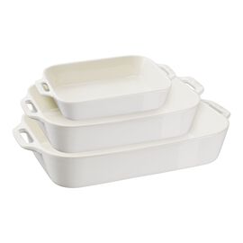 Staub Ceramique, 3-pcs rectangular Ovenware set ivory-white