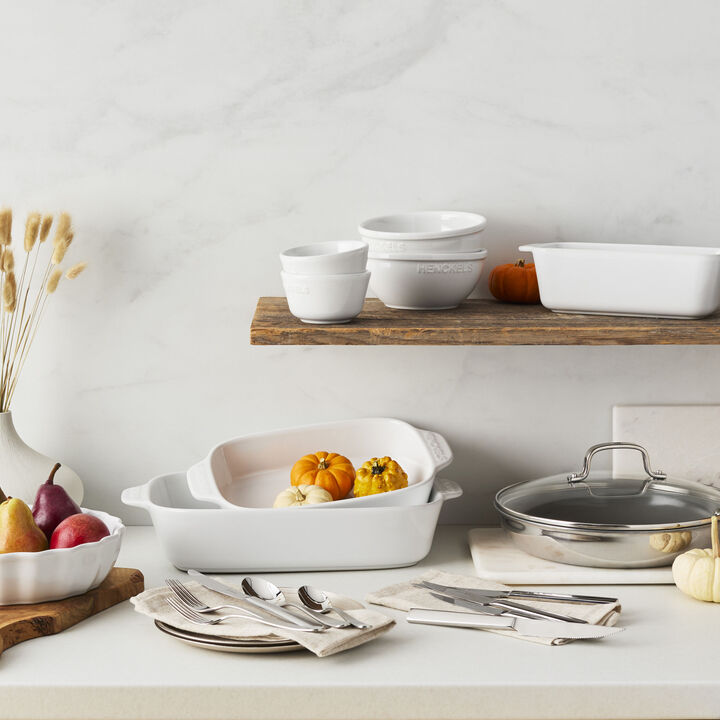 Ceramic, 8 Piece Bakeware set, white, large 2