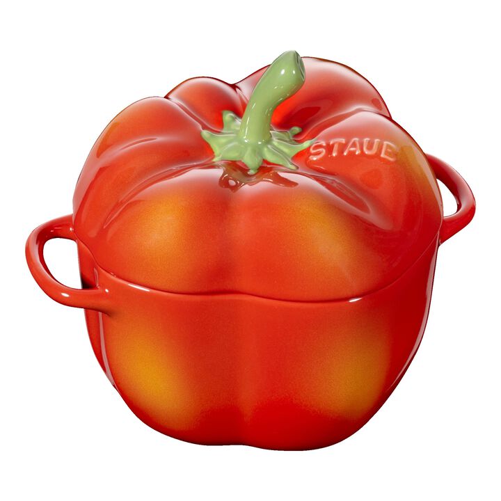Ceramique, 11 cm pepper ceramic Cocotte orange-red, large 1
