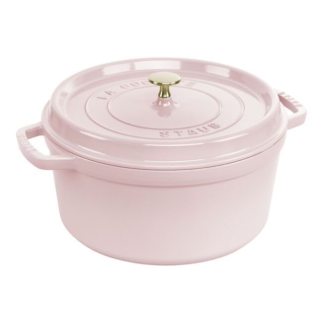 7 qt, Round, Cast Iron, Dutch Oven, Pink Peony