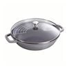 30 cm Cast iron Wok with glass lid graphite-grey,,large