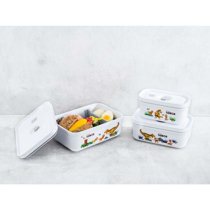3 PIECE VACUUM LUNCH BOX SET, PLASTIC, WHITE-GREY, large 2