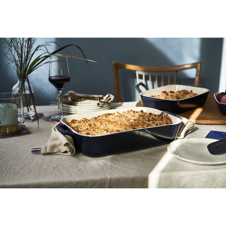 Stoneware, 3-pc, Rectangular Baking Dish Set, dark blue, large 3