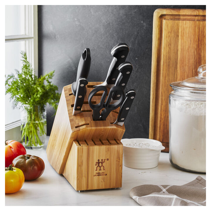 Pro, 7-pc, Knife block set, bamboo, large 2