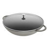 37 cm / 14.5 inch cast iron Wok with glass lid, graphite-grey,,large