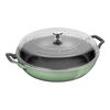 3.5 l cast iron round Saute pan with glass lid, sage,,large