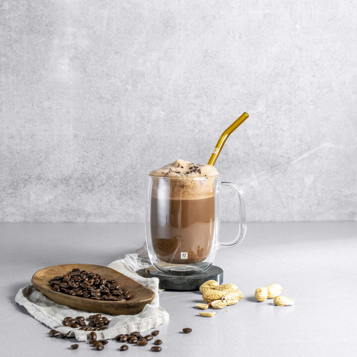 Set bicchieri da latte & cannucce, 7-pz., trasparente / colori misti, Vetro, large 2