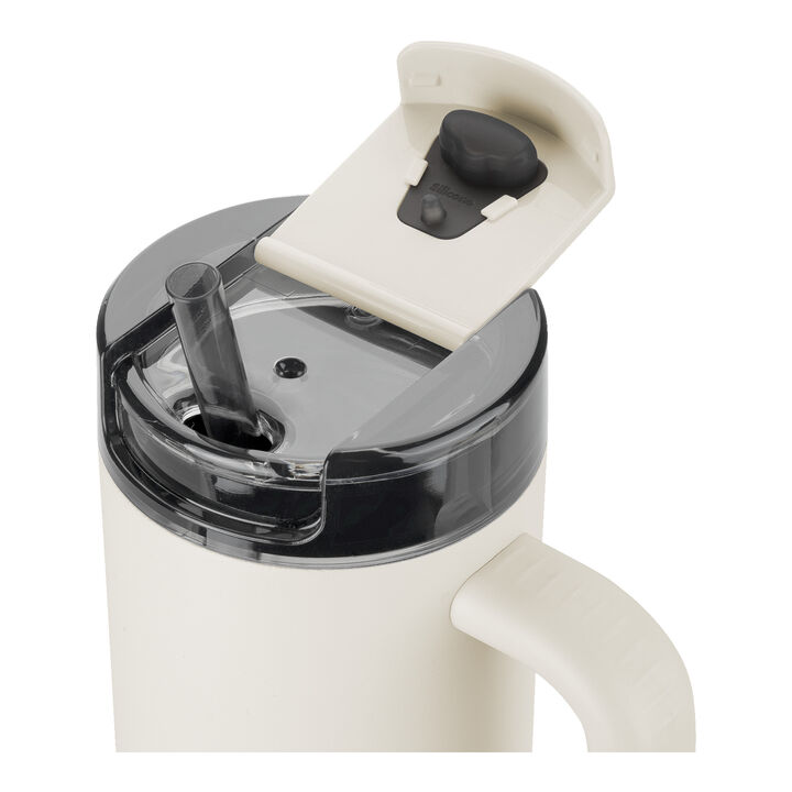 Thermo Plus, Thermobecher mit Strohhalm, 900 ml | Edelstahl | Cream, large 3