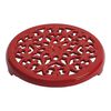 Serving, 23 cm round cast iron Trivet, lily decal, cherry, small 1