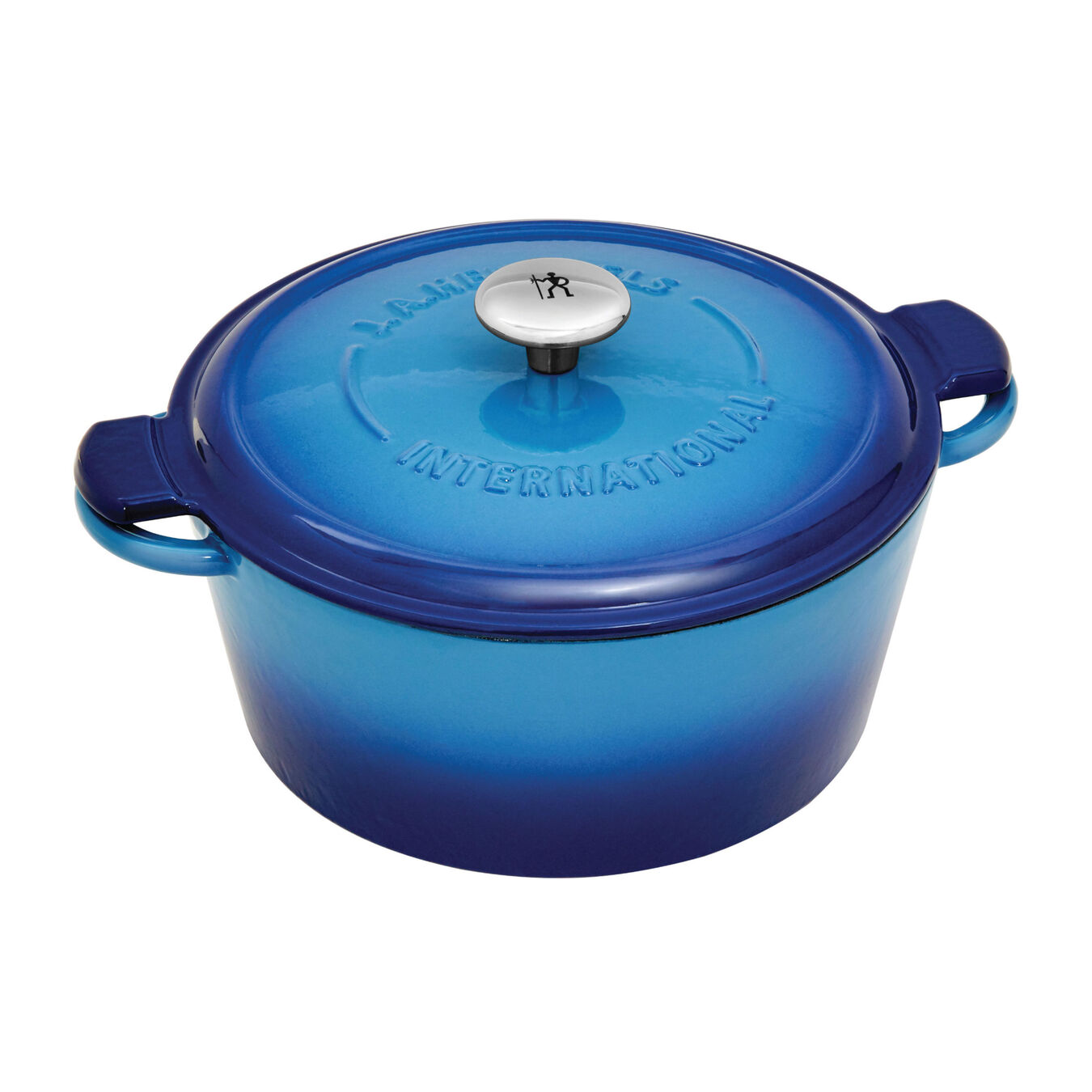 3.7 l cast iron round French oven, blue,,large 1