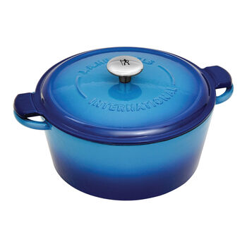 5.2 l cast iron round French oven, blue,,large 1
