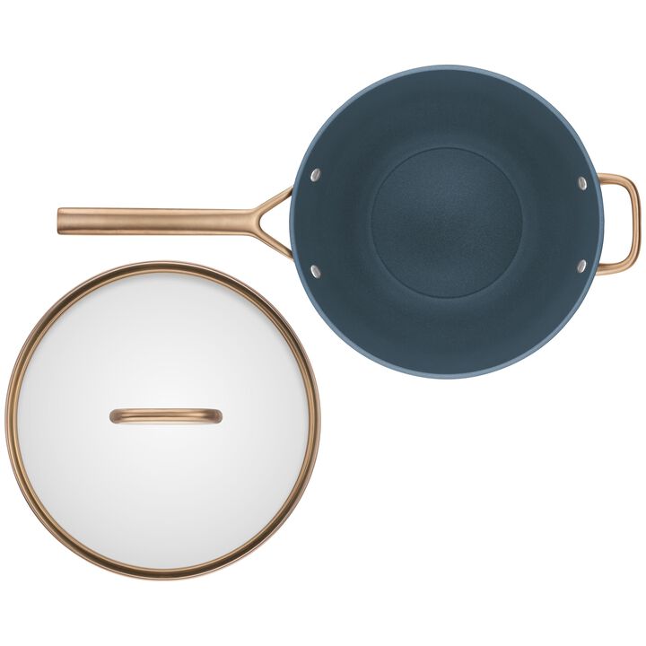 Milano, 30 cm, Wok avec couvercle en verre, Bleu, large 2