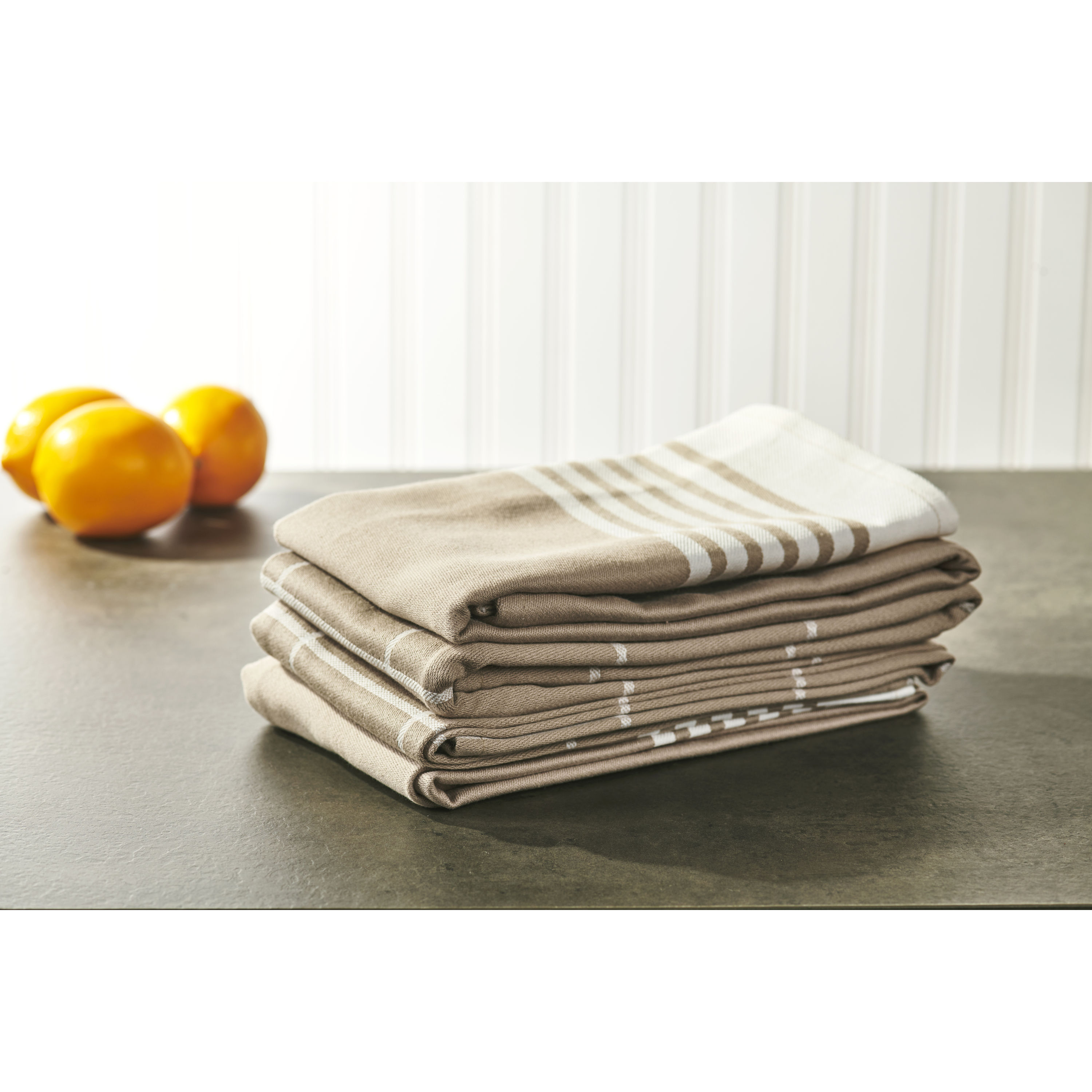7 pcs Taupe Kitchen Linen Set Sponge Kitchen Towels Dish Cloths Scrubber Cloths 