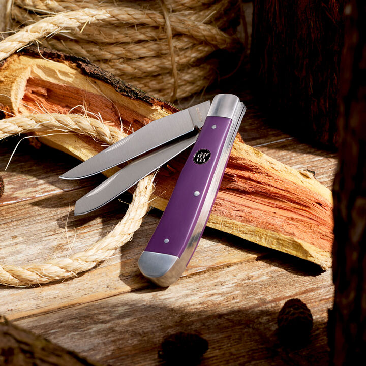 Outdoor, 3.5-inch, Trapper Folding Pocket Knife, Purple, large 3