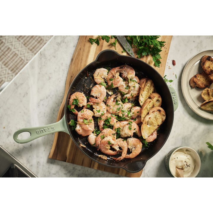 Pans, 28 cm / 11 inch cast iron Traditional Deep Frypan, eucalyptus - Visual Imperfections, large 2