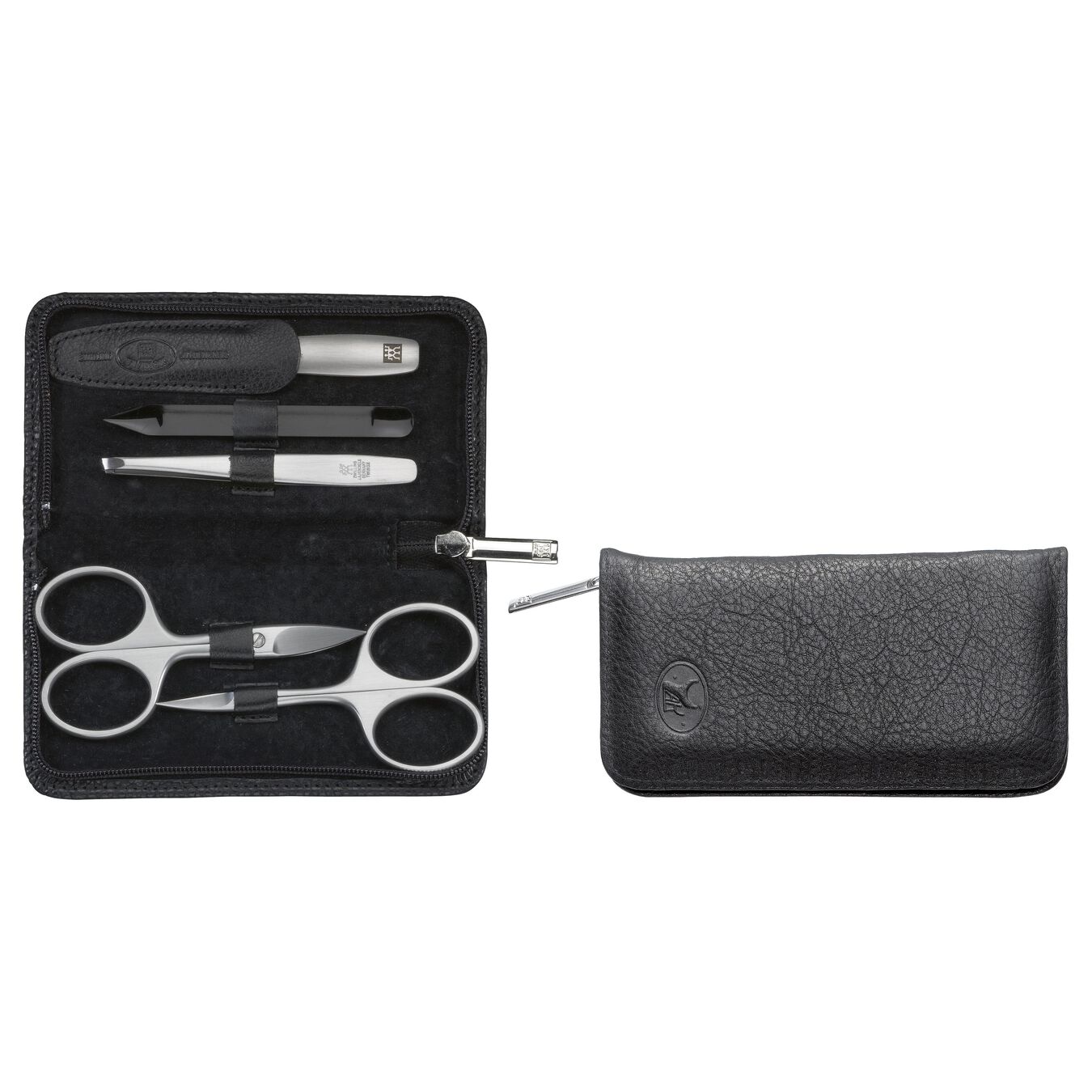 5-pcs Yak leather Zip fastener case black,,large 2
