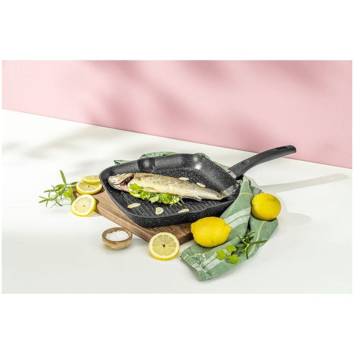 Vipiteno, 28 x 28 cm rectangular Aluminium Grill pan black, large 2