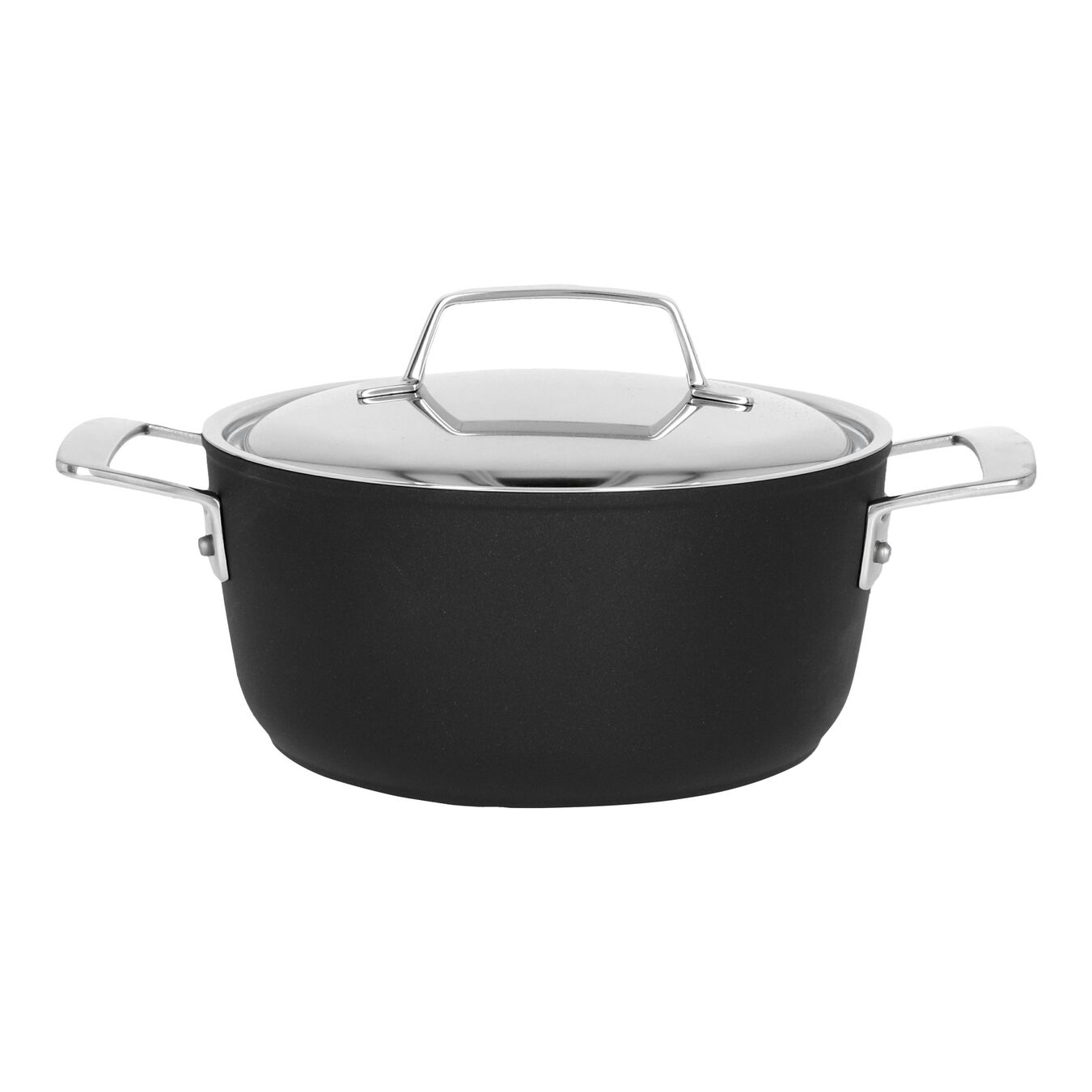 20 cm Aluminium Stew pot with lid black,,large 1