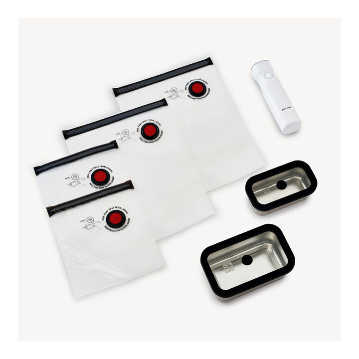 Fresh & Save STAINLESS, Kit de démarrage sous vide, Acier inoxydable / S/M, 9-pcs, Blanc argenté, large 2