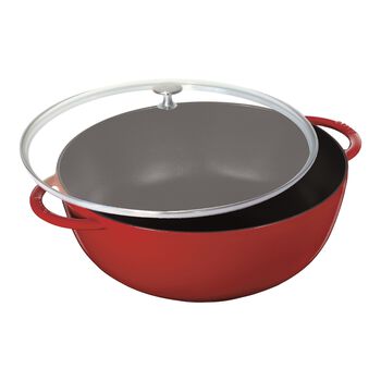32 cm / 12.5 inch cast iron Wok, cherry - Visual Imperfections,,large 1